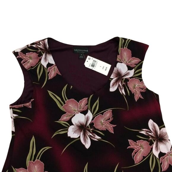 NWT Connected Apparel Pull-on Purple Jersey Floral A-line Trapeze Dress Size 8 - Picture 5 of 11